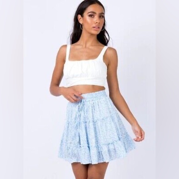 Princess Polly Dresses & Skirts - Princess Polly Meltem Baby Blue Floral Tiered Skirt dainty girly spring summer 6